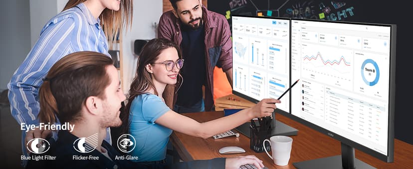 KOORUI 27 Inch Gaming Office Monitor 144Hz VA Display 4000:1 Contrast Ratio, FreeSync FHD 1080P, Eye Care TÜV Rheinland Certified, Slim Bezels, HDMI VGA Ports, Ergonomic Tilt, VESA Mount, Black
