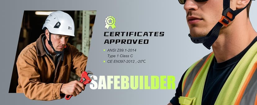 Construction Safety Helmet ABS Hard Hat Adjustable Ventilation System Hardhats Industrial Work Head Protection for Men Certified ANSI/ISEA Z89.1
