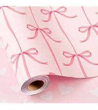 Burymento Pink Wrapping Paper Roll, Metallic Holographic Star Gift Wrap for Birthday, Valentines, Mothers day, Graduation, Wedding, Fathers day, Baby Shower, Christmas (17 IN x 32.8 FT) B0D9NFKFFC
