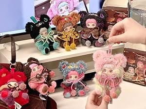 CALEMBOU Plush Blind Box Pendant, Kawaii Maymei Tiny Bear Cookie Series Stuffed Blind Box Keychain, Kawaii Mystery Vinyl Plush Bag Charms Collectible for Birthday Christmas B0FZ94D196