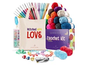 Hearth & Harbor Crochet Bag Organizer – Durable Knitting Bag, Yarn Organizer for Crochet Accessories and Supplies, Canvas Yarn Bag, Crochet Organizer with Accessories Case, Yarn Storage Organizer