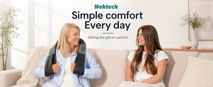 Nekteck Shiatsu Neck Massager for Pain Relief Deep Tissue with Heat, 3D Kneading Massage Pillow Back Shoulder Massagerfor Body Muscle, Plug-in Use for Home Office Car, Gifts for Mom Dad Him Her