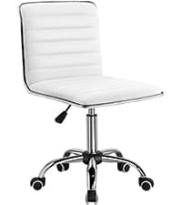 Furmax Ergonomic Office Desk Chair, Executive Ribbed Mid-Back PU Leather Conference Room Chair Adjustable Swivel Chair with Arms (1, White)