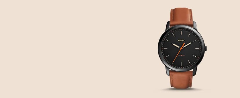 Fossil Men's Minimalist Quartz Stainless Steel and Leather Three-Hand Watch