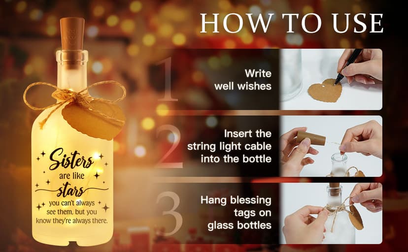 Sister Gift Sisters Birthday Gifts Birthday Gifts for Sisters from Sisters Brother Christmas Mothers Day Valentines Day Gift for Sisters Adult Decorations Decorative Bottle Jar Lighting