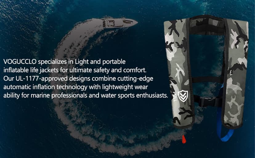 VOGUCCLO Automatic/Manual Inflatable Life Jacket| Inflatable PFD Kayak Vest Adult| Life Vest for Adults| Outdoor Water Sports| Supports up to 330 lbs|33g of Carbon Dioxide Cylinder