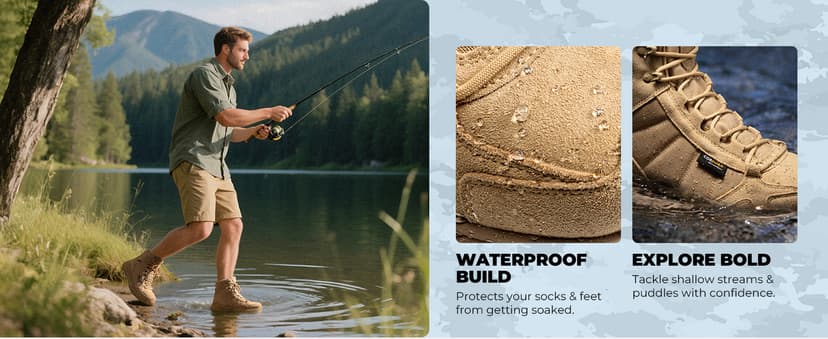 NORTIV 8 Men's Waterproof Lightweight Military Tactical Work Boots Outdoor Hiking Combat Motorcycle Boots