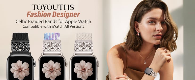 Braided Magnetic Band Compatible with Apple Watch Bands 38/40/41/42/44/45/46/49mm Women Men, Celtic Knot Stretchy Elastic Nylon Fabric Woven Strap for iWatch Series 11 10 9 8 7 6 5 4 SE/Ultra 3 2 1