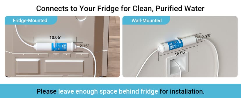 AQUA CREST INL 5 Years Inline Water Filter for Ice Maker with 1/4-Inch Direct Connect Fittings, Idea for Ice Maker, Refrigerator, RV, Inline Refrigerator Water Filter Reduces Chlorine, Taste& Odor