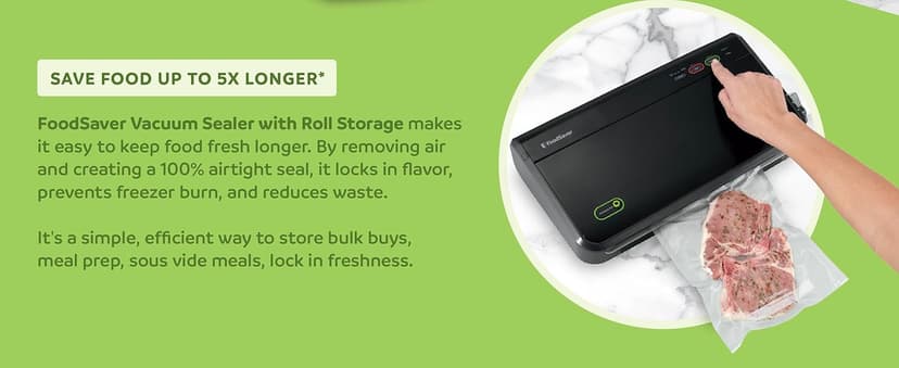 FoodSaver Vacuum Sealer Machine, Automatic Bag Detection, Sous Vide Friendly, with sealer bags, roll, handheld vacuum sealer, black