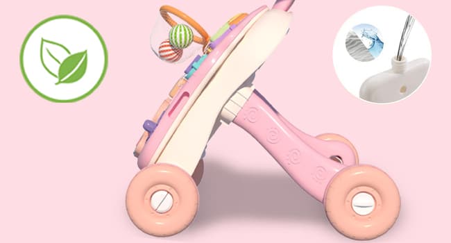 QDRAGON 3 in 1 Baby Walker and Activity Center for Girl, Learning to Walk, Sit to Stand, Early Educational Push Toys with Music Panel for Infant Toddler 12+ Months Pink