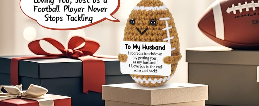Birthday Gifts for Husband from Wife, Christmas Handmade Inspirational Crochet Football Gift for Him, Cool Wedding Anniversary Present for Husband, Cute Emotional Home Decor for Couple, Hubby, Spouse
