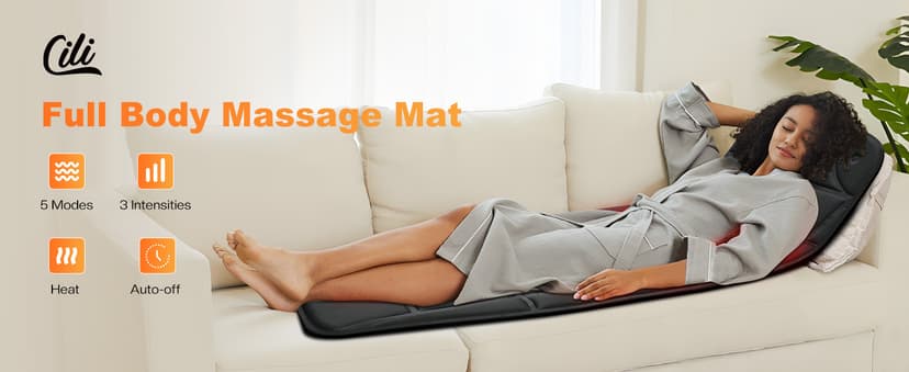 CILI Full Body Massage Mat with Heat, Vibration Back Massage Pad, Full Body Massager for Bed Chair Sofa, Massage Mattress Pad, Father‘s Day Gift for Dad