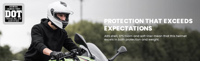Motorcycle Helmets for Adult Men Women, Full Face Lightweight Street Bike Racing DOT Helmet with Extra Clear Visor Model AU-T801