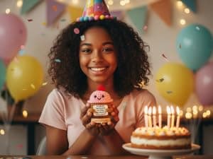 Happy Birthday Gift for Women - Tiny Cupcake With 30 Sweet Birthday Cards | Funny Gift Idea for Women for 16th, 21 Year Old, 30th Birthdays | Cute Bday Party Decor for Friends, Teens, Daughter, Sister