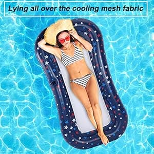 Pool Float Lounge Extra-Large Cooling Mesh Inflatable Raft with Cup Holder Ultra-Comfort Cooling Floating Lounger for Adults Beach Pool Lake Parties Summer Relaxation Essential