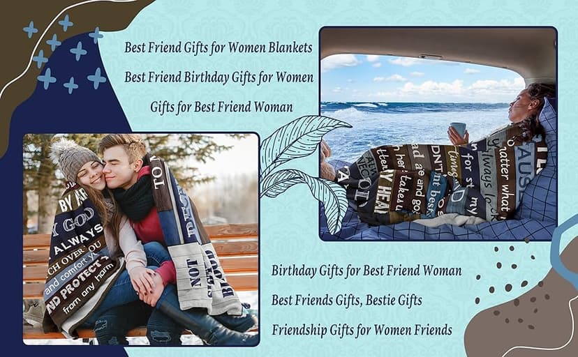 for Best Friends Women Blanket 60"x50", Best Friend Birthday Gifts, Friendship Gifts for Women Friend, Bestie Gifts, Gifts for Female Sister BFF