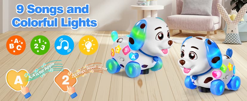 HumorPlay Musical Puppy Baby Toy 6-12-18 Month, Crawling & Walking Toys for 1 Year Old Boy Girl Gifts, Birthday Gift for 1 Year Old Boy Toy, Bilingual Infant Present for 6 7 8 9 10 Month B0DLFV6YPR