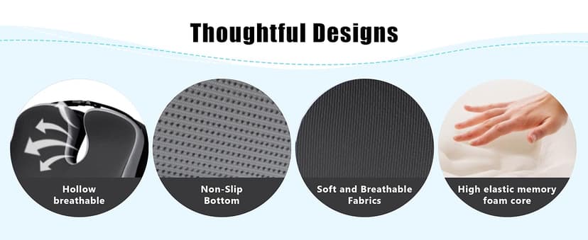 Seat Cushions for Office Chairs Wheelchair Cushion for Long Sitting Back Pain,Memory Foam Seat Car Computer Desk Chair Cushion,Coccyx Cushion for Tailbone Pain Relief Cushion Office Chair Black