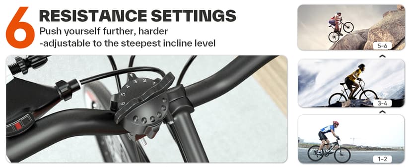 Sportneer Bike Trainer - Magnetic Stationary Bike Stand for 26-28" & 700C Wheels - Adjustable 6 Level Resistance Bike Trainer Stand for Indoor Riding with Quick Release Lever & Front Wheel Riser Block