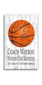 Basketball Coach Gift Plaque - Coaches Recognition Award Trophy - SIGNABLE PERSONALIZED For Team Signatures & Thank You Notes - Solid Wood - 8.5in x 11in x .75in (Basketball Coach)