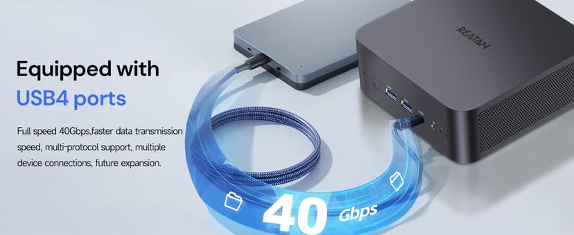 Reatan AI Oculink Mini Barebone PC AMD Ryzen 7 255 (8C/16T Upgraded 8745HS) Radeon 780M NO SSD & NO RAM & NO OS 8K Quad-Screen Display Desktop Gaming Mini Computers WiFi 7 BT:5.4 Built-in Speaker