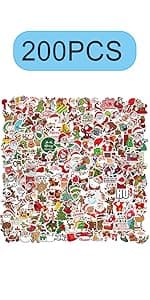 100PCS Christmas Theme Stickers, Non-Repeating Vinyl Waterproof Holiday Stickers, Holiday Gifts for Kids and Teens, Xmas Party Favorite, Stocking Stuffers for Kids Toddlers Teens Boys Girls