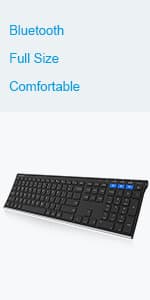 Arteck 2.4G Wireless Keyboard Stainless Steel Ultra Slim Full Size Keyboard with Numeric Keypad for Computer/Desktop/PC/Laptop/Surface/Smart TV and Windows 10/8/ 7 Built in Rechargeable Battery