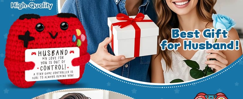 Busy Gaming Life Crochet Game Controller Husband Gift for Christmas Fathers Day Birthday, Best Husband Ever Gifts for Wedding Anniversary from Wife, Christmas Stocking Stuffers