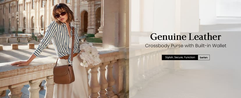 befen Genuine Leather Crossbody Bags for Women with Built in RFID Wallet Medium Womens Saddle Bag Cross Body Purse