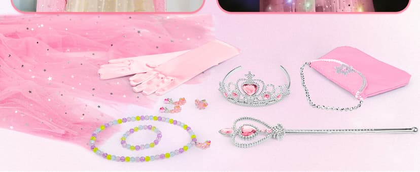 Toddler Dress Up Clothes with Accessories, Princess Toy for Kids Birthday Gift Light Up Princess Dress Up for Girls 3 4 5 6 Years Old B0F1N78G97