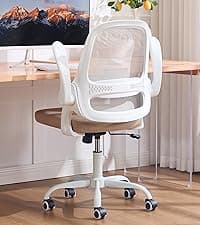 Ergonomic Mesh Office Chair for Home Office, Flip-Up Arms, Breathable Mesh Back & Thick Seat Cushion, Swivel Rolling Computer Desk Chair, BIFMA Certified, Supports 300 lbs (Black Frame/Black Seat)