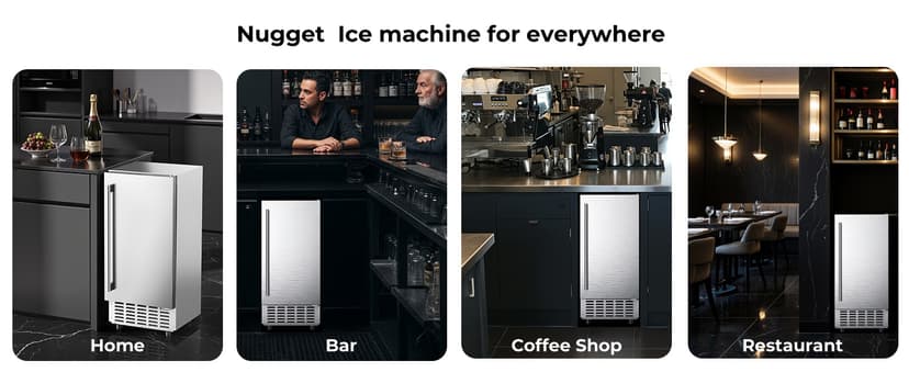 EUHOMY Under Counter Nugget Ice Maker Machine, 70Lbs/Day, Bulit-in Freestanding Ice Maker with Double Ice Baskets, Self-Cleaning & 24H Timer Ice Machine, for Home Use(Silver)