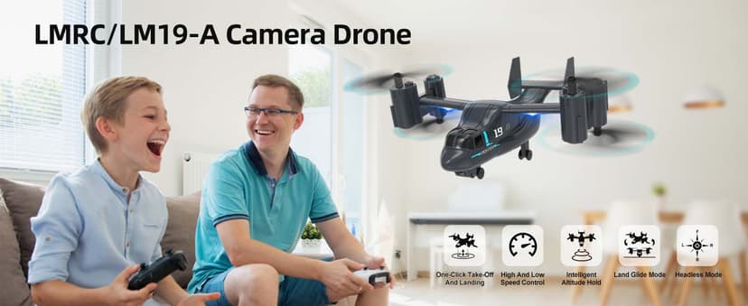 LM19-A Drone with HD Camera for Beginners, WiFi Live Video Remote Control Airplane, Easy & Ready to Fly RC Plane, RC Quadcopter Gift Toy for Boys, Girls age 14& Adults, 2 Batteries (Dark Blue)