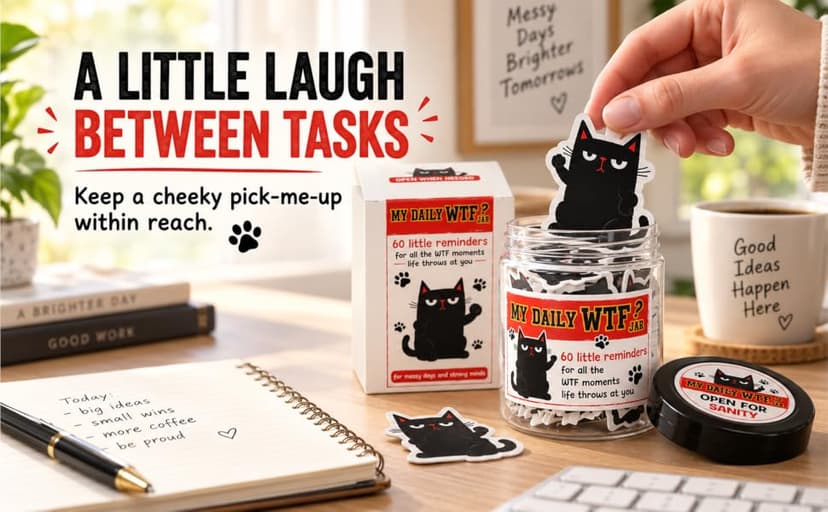 My Daily Jar with 60 Cards, Funny Affirmation Cards for Women Men, Funny Gifts for Women, Gag Gifts for Friends, Coworkers, Gift for Black Cat Lovers B0GVY2G1SX