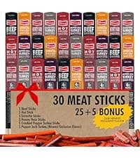 Jerky.com Gift Bag for Men | 26 Piece Meat Sticks Gift Basket with Beef Sticks, Pork, Turkey, Ham & Cheese Sticks | High Protein Snack Variety Pack | Gluten-Free Jerky Gifts for Men | Birthday Gift Basket for Him
