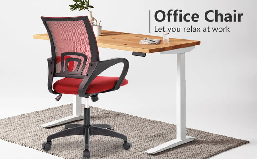 PayLessHere Home Office Chair Desk Computer Chair Adjustable Ergonomic Chair Lumbar Support Armrest Executive with High Density Mesh 360 Degree Swivel Chair for Adults Chair (Pack of 1, Red)