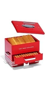 Nostalgia HDT600RETRORED Retro Pop-Up 2 Hot Dog & Bun Toaster, with Mini Tongs, Works with Chicken, Turkey, Veggie Links, sausages & Brats B005Q8X6IO