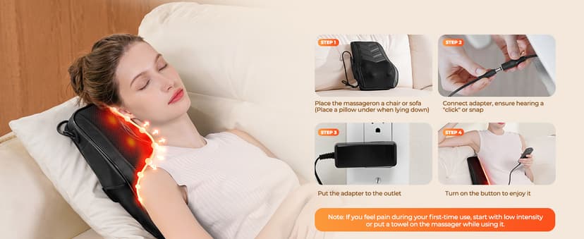 Shiatsu Neck Massager with Heat, 3D Kneading Back Massage Pillow for Pain Relief, Massagers for Neck and Back, Shoulder, Leg, Gifts for Men Women Mom Dad, Stress Relax at Home Office and Car