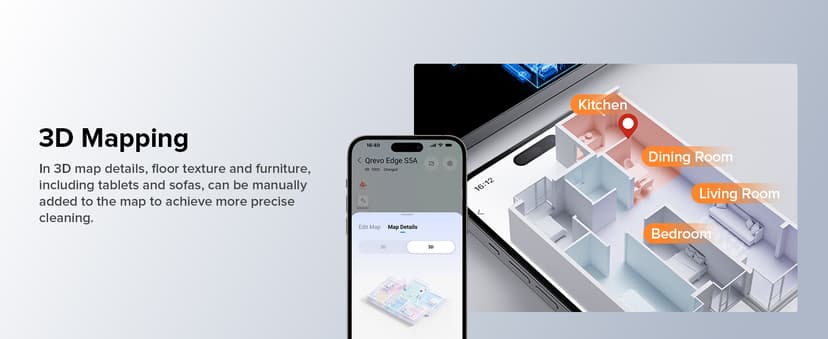 Roborock Qrevo Edge S5A Robot Vacuum and Mop, 18,500Pa, Zero-Tangling, DuoDivide Main Brush, FlexiArm Side Brush, Hot Water Mop Washing & Self-Cleaning, Warm Air Drying, Self-Emptying, White