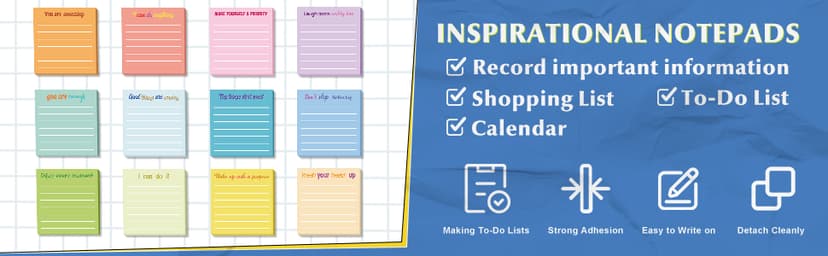 Yinder 24 Pcs Inspirational Sticky Notes with Lines Cute Motivational Sticky Notes Pad Employee Appreciation Gifts Bulk for Teacher Nurse Coworkers Office 3 x 3''(Dark Color,Appreciation)