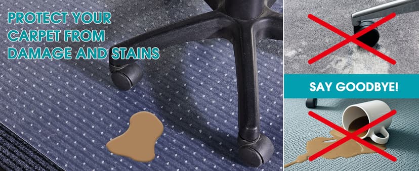 Office Chair Mat for Carpets, 48"x 36" Heavy Duty Clear Plastic Floor Protector, Non-Slip Computer Desk Chair Mat for Low Pile Carpeted Floors, Smooth Rolling Carpet Chair Mat for Home Office