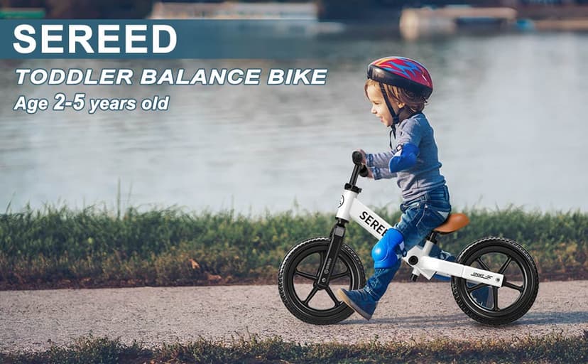 No Pedal Kids Toy Bike for 2-5 Years Old, Customize Plate with 3pcs Stickers (White) SEREED Toddler Balance Bike 2 Year Old, Gift for 2-3 Boys Girls, Adjustable B0DDQ4FQHK