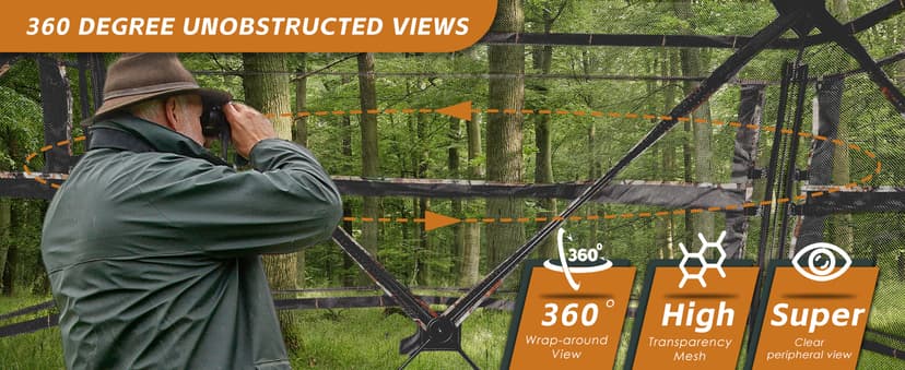 FUNHORUN Hunting Blind with Floor Mat, 360 Degree See Through Ground Blind with Carrying Bag, 2/3/4 Person Pop Up Camouflage Tent Portable Concealed Shelter