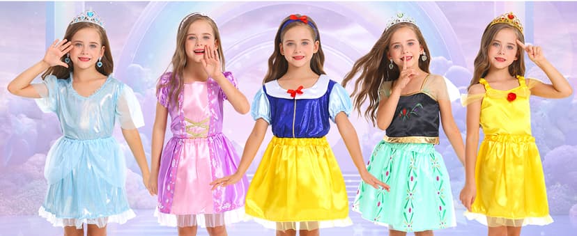 LIMIROLER Princess Dress Up Clothes for Little Girl Role Play Costume Gift Set Princess Dress Up Toys for Toddler Girls B0DF2V6NHW