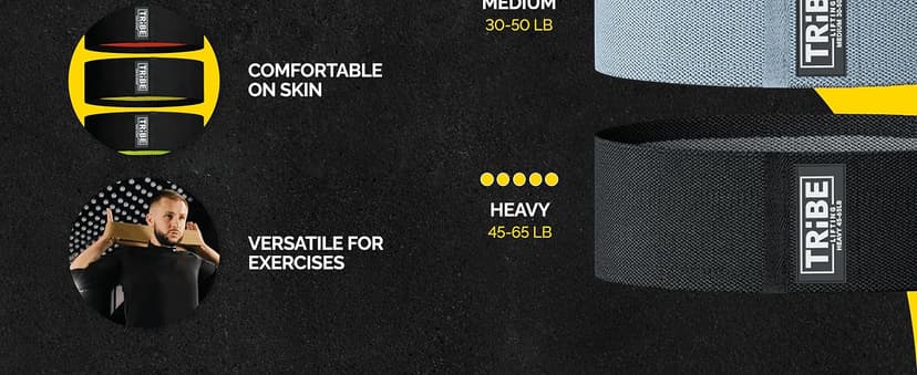 Tribe Lifting Fabric Resistance Bands for Legs - Workout Bands Resistance Bands for Men and Women - Booty Bands for Working Out - Exercise Bands Resistance Bands Set - Elastic Bands for Exercise