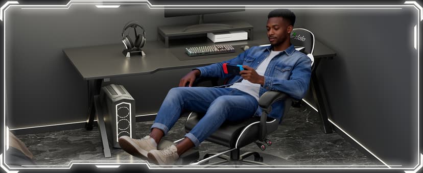 Czlolo Gaming Chair with Footrest Racing Style Lumbar Support Massager Video Game Chair with Metal Legs, High Back Reclining Gamer Chair with Headrest, 360° Swivel Office Computer Desk Chair (White)