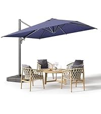 15ft Patio Umbrella with Base,Large Outdoor Double-Sided Rectangle Umbrella with Crank Handle, Market Umbrella for Poolside Garden Deck Backyard Beach Pools, Beige