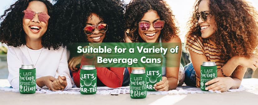 CiyvoLyeen Golf Beer Can Cooler, Bachelor Party Can Sleeves Neoprene Insulator Drink Glasses Cup Holders for Golfer Gifts Wedding Outdoor Activities Supplies Let’s Par-Tee 6PCS