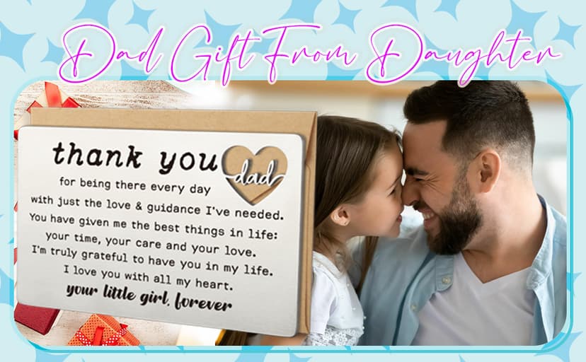 YODOCAMP Thank You Dad Engraved Wallet Card Inserts, Dad Gifts from Daughter, Birthday Father's Day Thanksgiving Christmas Valentines Gifts Card for Dad Father Papa